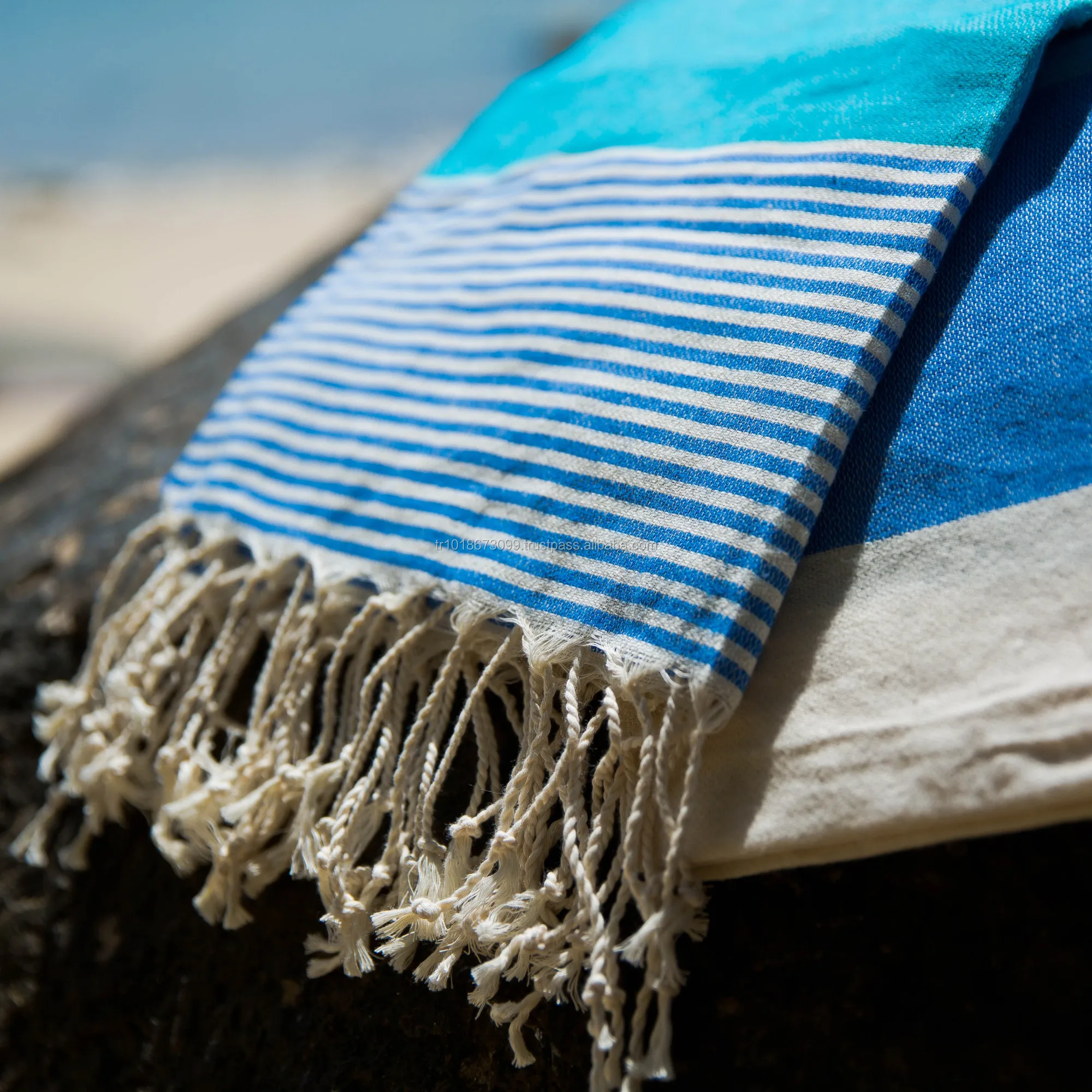 Sultan Pestemal Turkish Beach Towel - 39x71 Inch Quick Dry, Sand Free With Travel Bag (Turquoise) - View #2