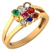 14k Yellow gold Natural Certified Diamond Gemstones Navratan Ring Wedding Jewelry
