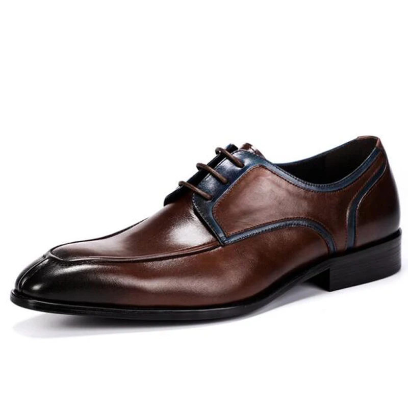 

High Quality Hand Made Genuine Leather Men's Dress Shoe,s luxury brand italian men's leather business casual shoes, Brown men oxford leather shoes