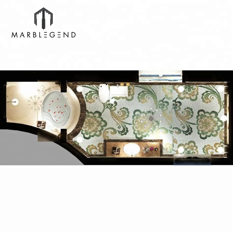 
commercial building construction materials marble art mosaic pattern luxury villa bathroom interior design 
