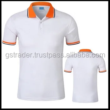 Polo Shirt White And Orange Collar In-stock Items Mens T Shirt Classic ...