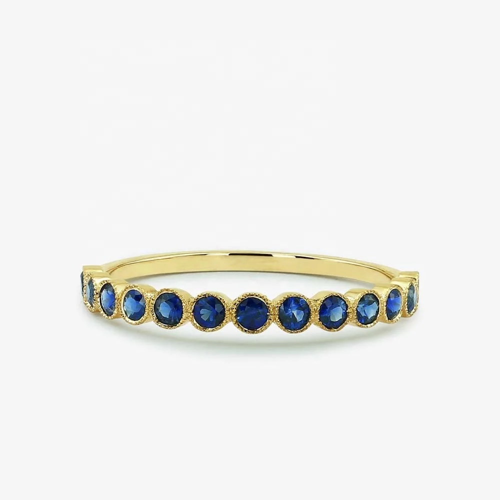 

Rainbow jewelry Mayoristas 925 Silver Blue Sapphire Bezel Handmade Ring Jewelry