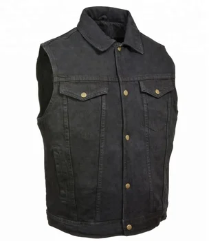 custom denim biker vest