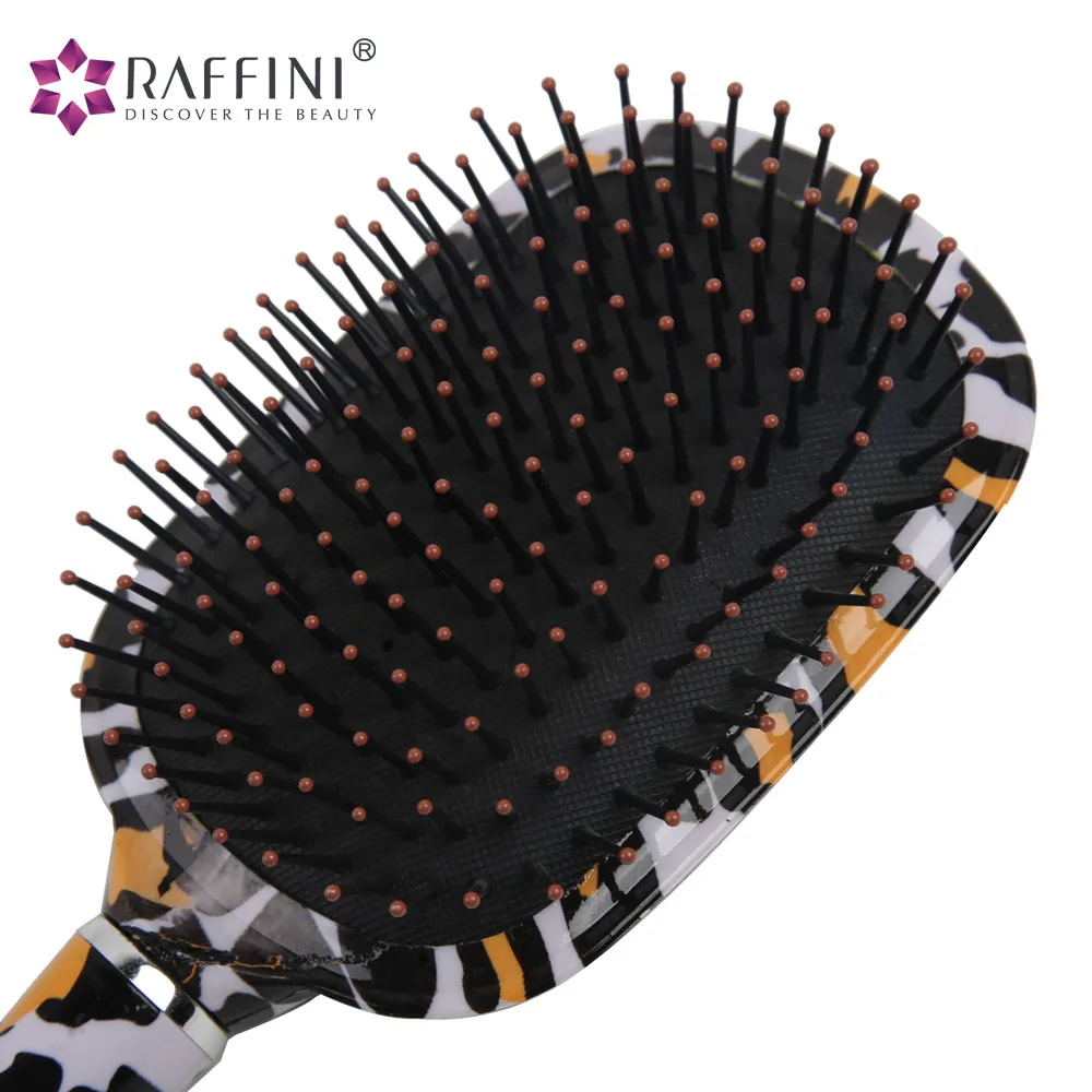

Raffini small MOQ stock custom paddle hair brush with cushion, Brown or customizable color