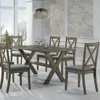 Rustic Smoked Gray Rectangular Dining Room Set or Home Wooden Furniture with Cushion Dining Chair
