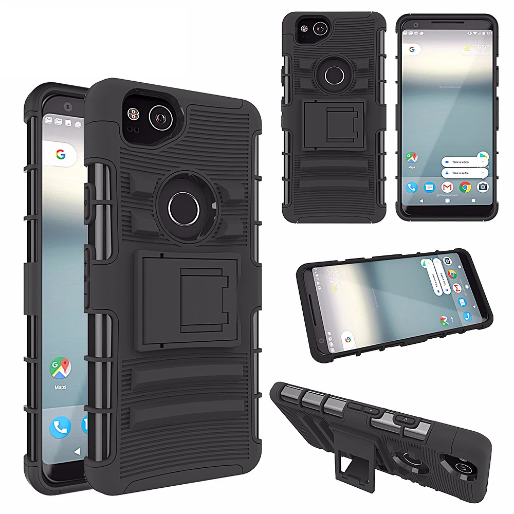 

3 in1 Heavy Duty Robot Rugged Back Holster Kickstand Cover for google pixel 3a Top Super Combo Cell Phone With Belt Clip