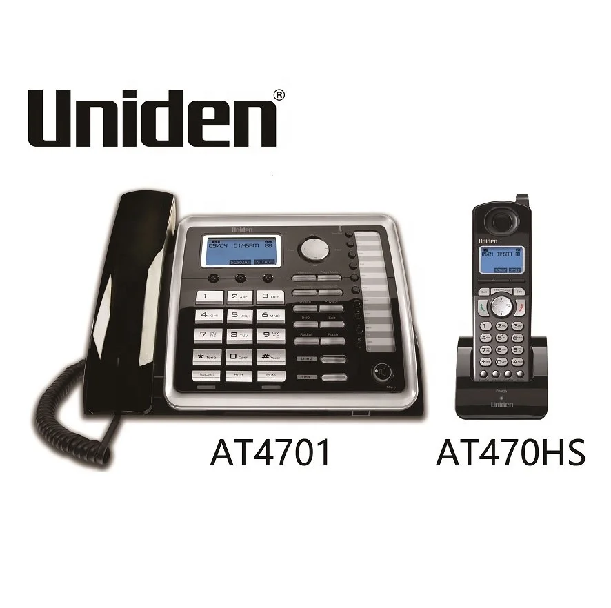 Uniden At4701 2 Line Wireless Desk Phone System Speaker Cid 1 8ghz