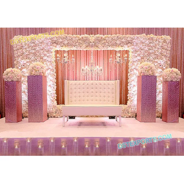 Modern Flower Wall Wedding Stage Decor Idea Best Muslim Wedding