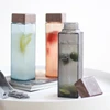 Custom Logo Square Shaped Water Bottle Amber Clear Wide Mouth Square Plastic Water Bottle