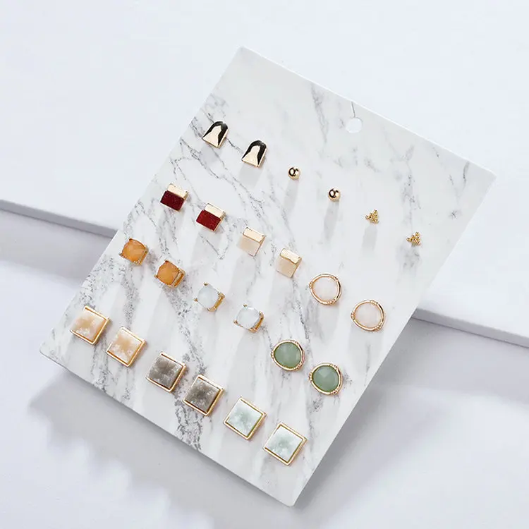 

2019 INS 12 12 pcs set earrings set Alloy Geometric Resin acrylic stud Earrings for women, N/a
