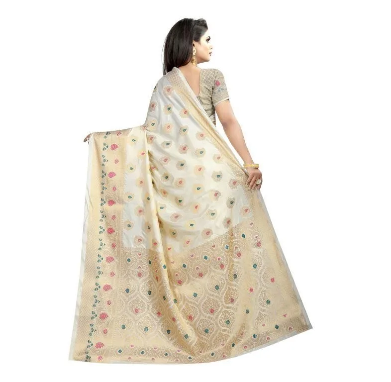 印度巴基斯坦新娘纱丽/100% 纯丝纱丽/重型边境工作纱丽