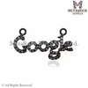 GOOGLE Sign Connector Diamond Pave 925 Sterling Silver Connector Pendant