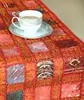 Indian Red Barmeri And Patchwork Rectangular Cotton Fancy Wedding Table Runner