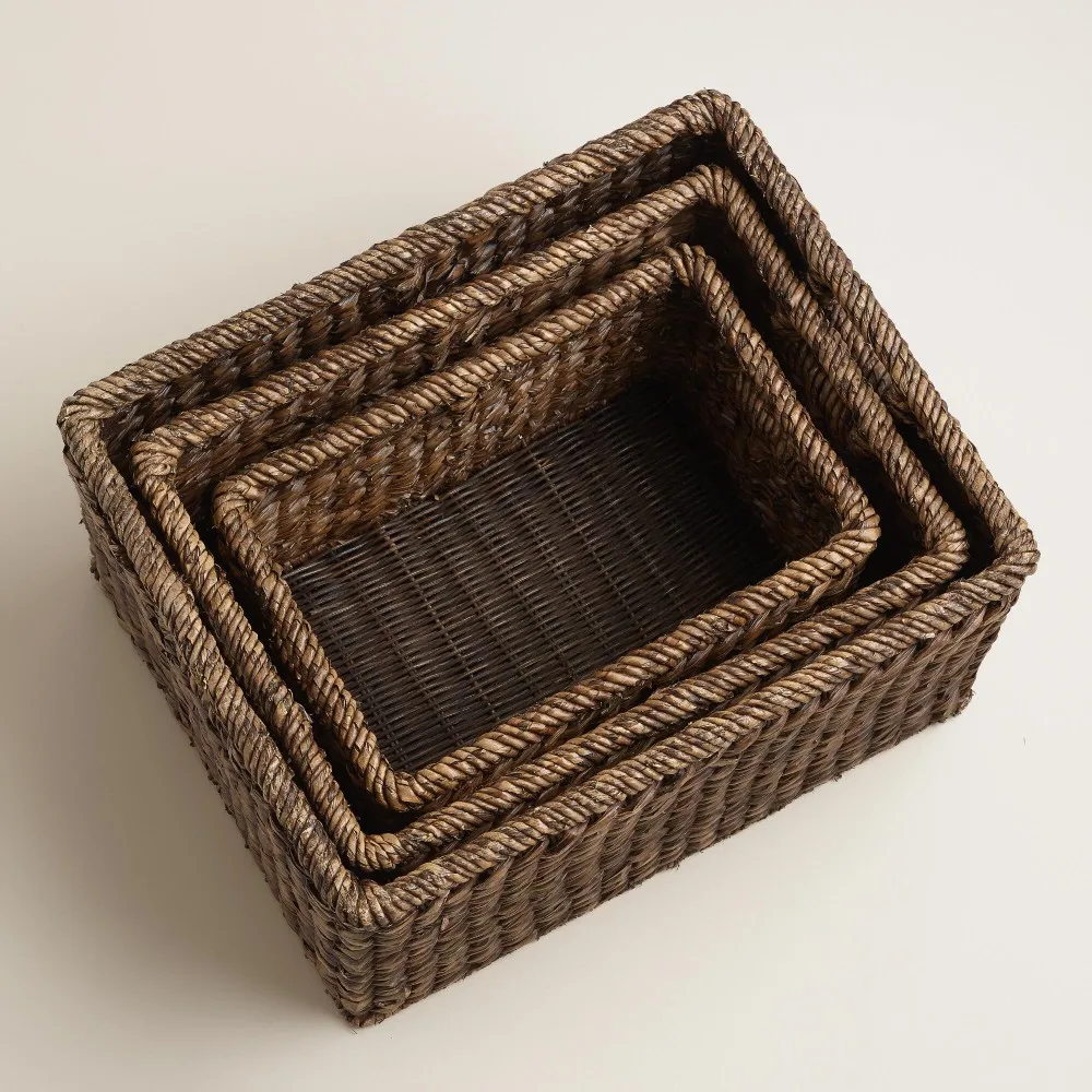 2022 Folding Fruit Water Hyacinth Storage Baskets Woven Storage Water