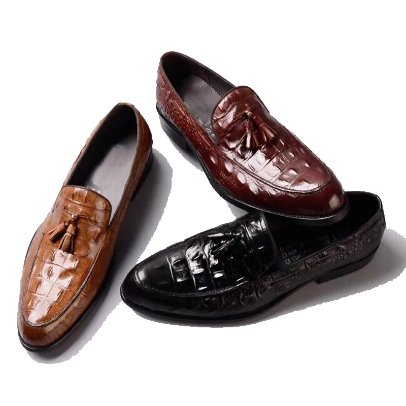 

High quality handmade dress shoes Luxury style classic men leather shoe casual loafers dress shoes, Black/brown/wine red