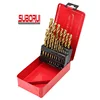 19pcs Inch DIN338 High Quality Titanium Coated Hss Split Point Twist Top Drill Bit Set Use For Metal Drilling