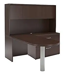 Mayline L-Shaped Peninsula Desk W/Hutch Overall Dimensions: 72"W X 84"D X 68.5"H 1 5/8" Thick Work Surfaces Perfect Desk For Home Office/Small Business - Mocha
