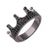 925 sterling silver Black Spinal Crown Wedding Ring Solitaire Ring Guard Band