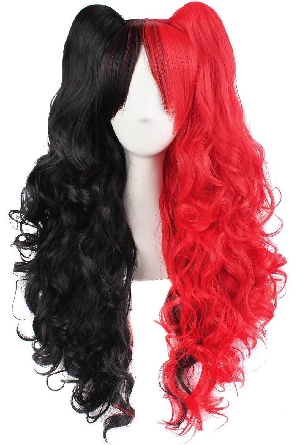 Buy Vrwig Long Curly Half Red Color Half Black Color Heat Resistant Cosplay Synthetic Hair Lace Front Wigs 26inch In Cheap Price On Alibaba Com