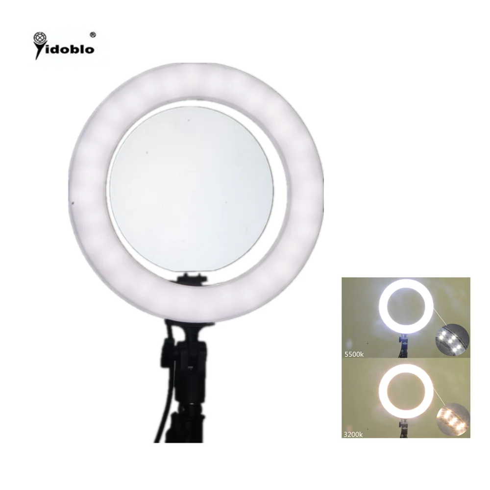 

foshan yidoblo QS-280 LED Selfie Ring Light with Desktop Stand Makeup 10-inch Dimmable 28W 3200k 5500k Circular Beauty Lamp, Black