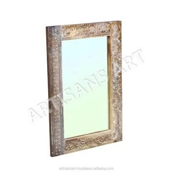 Solid Wood Carving Mirror Hand Carved White Distressed Antique Frames Decorative Solid Wood Carving Mirror Hand Carved White Distressed Antique Frames Decorative