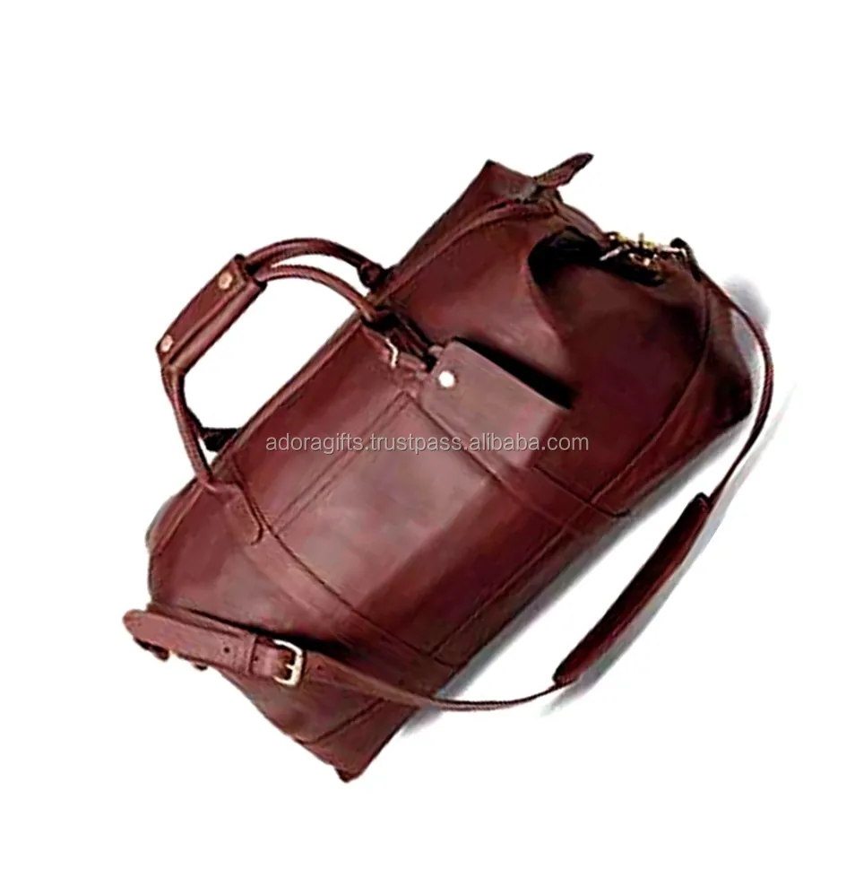 Fine Quality Double Zipper Duffel Bags For Weekend / Leather Traveling