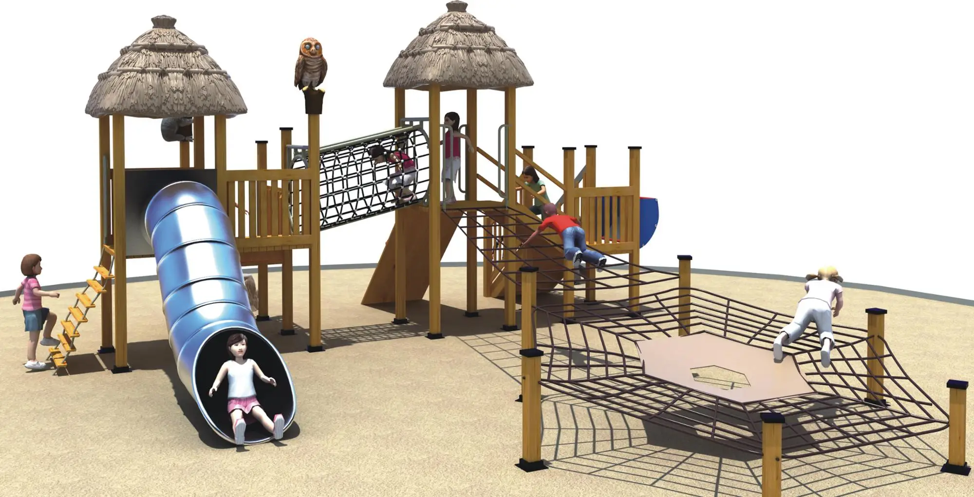 凯奇商业大型海盗船主题儿童娱乐户外木制游乐场设备