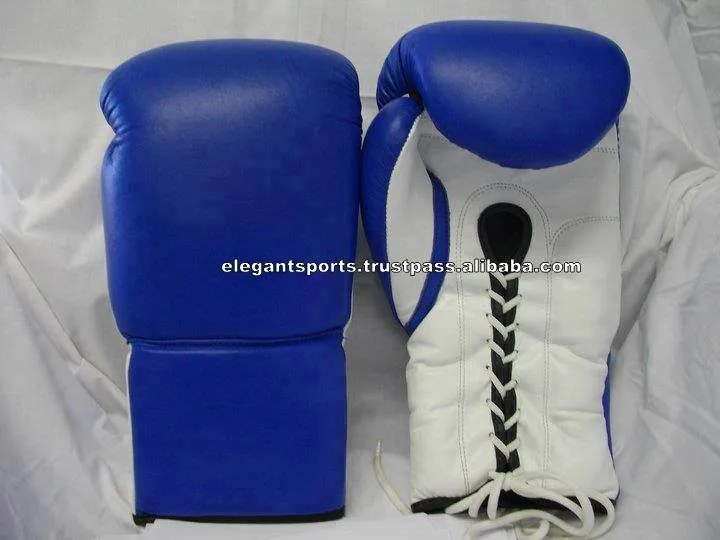 White Lace Up Boxing Gloves Made Of Cowhide Leather Or Pu Sizes 8oz To