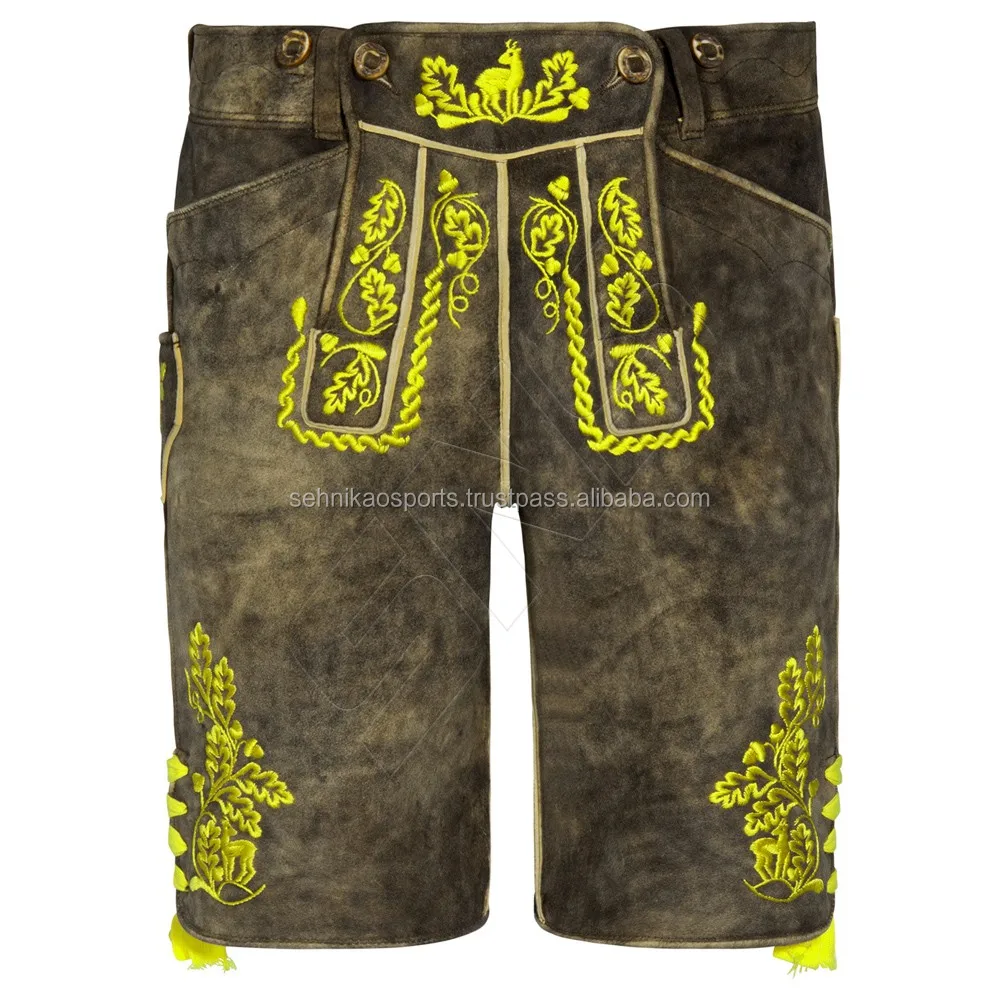 Oktoberfest LEDERHOSEN Suede Leather Bavarian Shorts with Matching Suspenders