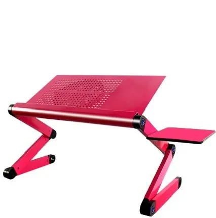 DADDY FROG DESK (PINK) w/ a cooling fan - Affordable standing desk, Folding camping desk, Portable table, Breakfast tray, Adjustable reading stand, Cook book stand, Ergonomic desk, Boost productivity