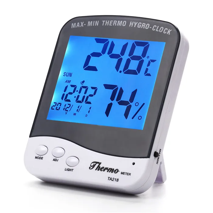 

Free shipping temperature humidity meter Cheap Clock Hygrometer Digital LCD Large Display Backlight Thermometer climate max min