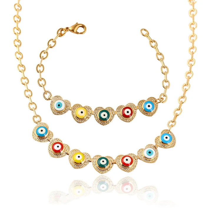 

64021 Xuping fashion gold plated Eye of Turkey women jewelry set