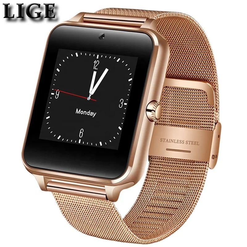 

LIGE New Smart Men Watch a Stainless Steel Strap Sport Pedometer SmartWatch Android