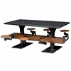 Industrial & vintage rusty black cast iron metal & mango wood 6 seater swing dining table with stools