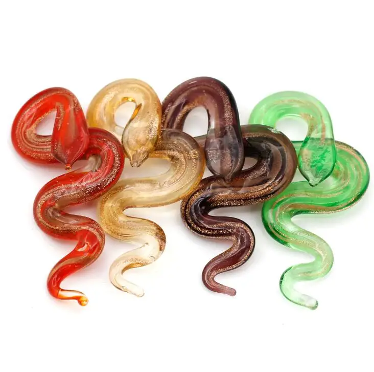 

Hand Blown Glass Corn Lampwork Snake Pendant, Multicolor