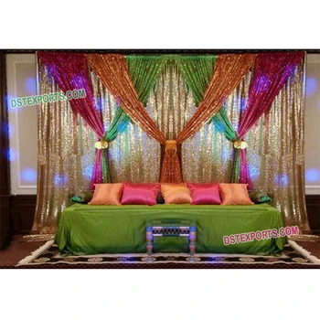 Shiny Colorful Sequin Backdrop Wedding Reception Stage Backdrop