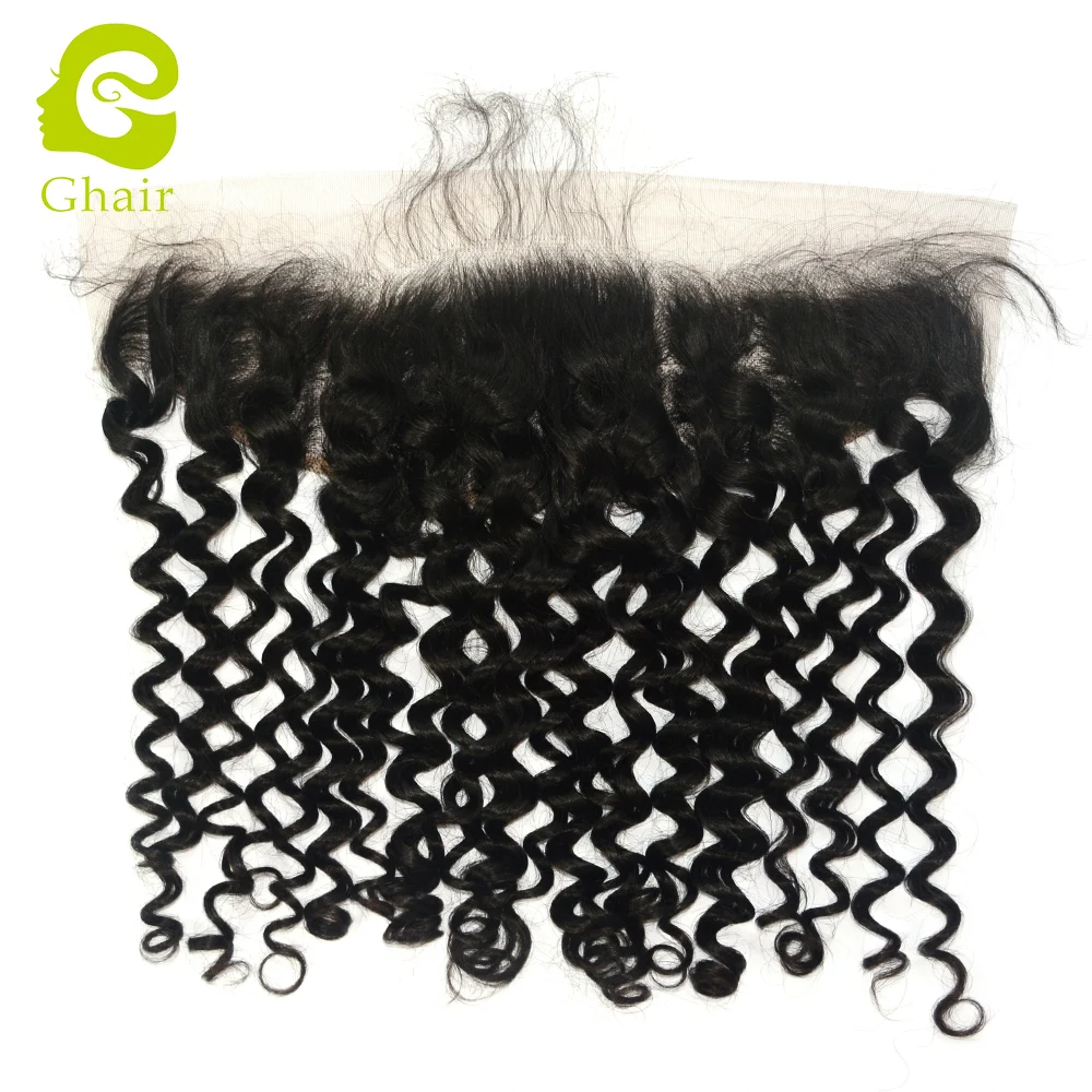 

13x4 top quality brazilian human hair extension Italian curly lace frontal, Natural color