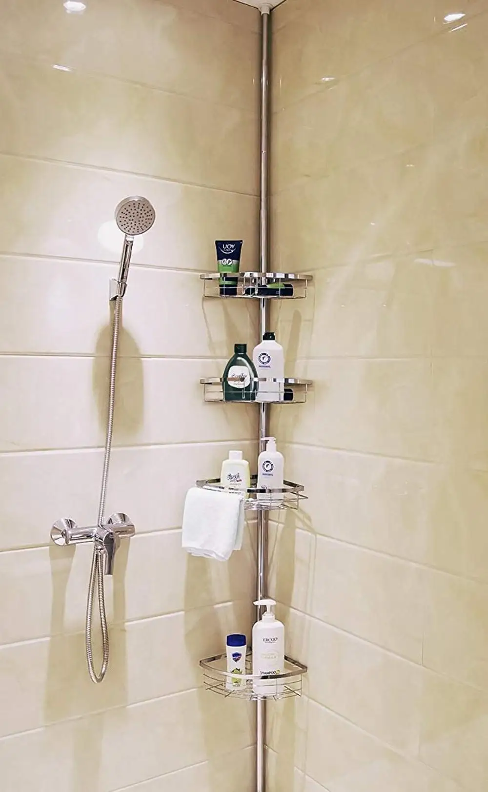 4 Tier Adjule Bathroom Shower Caddy Constant Corner Pole 4 Tier Adjule Bathroom Shower Caddy