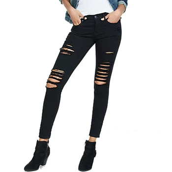 girls black ripped skinny jeans