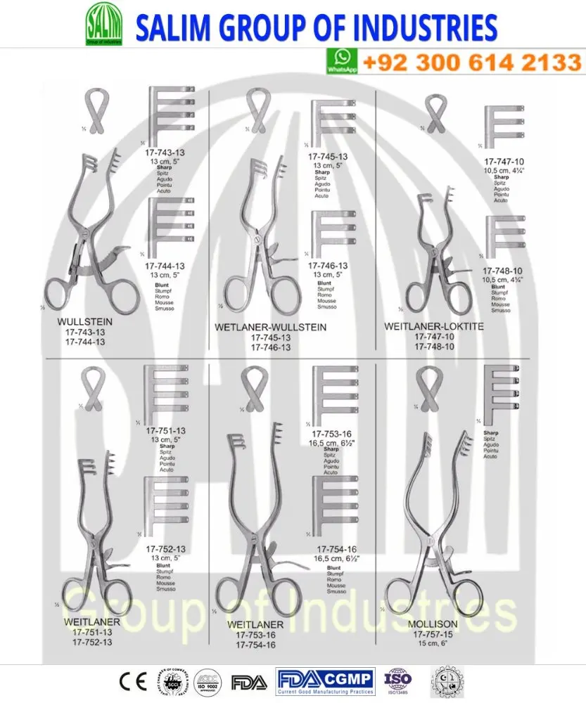 Milligan Self Retaining Retractors & Plester Self Retaining Retractors 