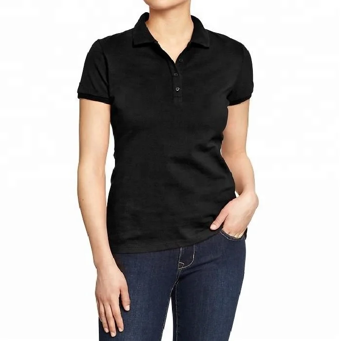Women's Black Polo T Shirt