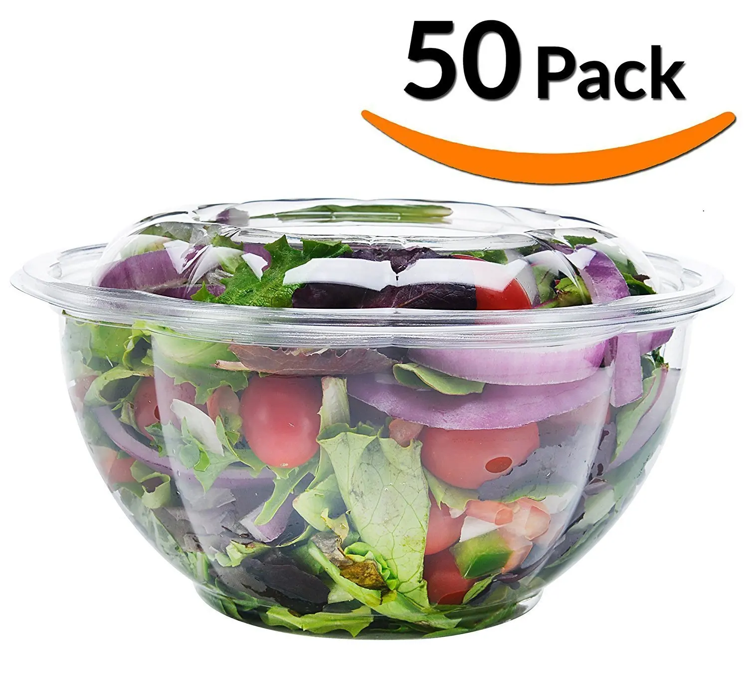 Buy 50Pack 32oz Plastic Disposable Salad Bowls with Lids Eco