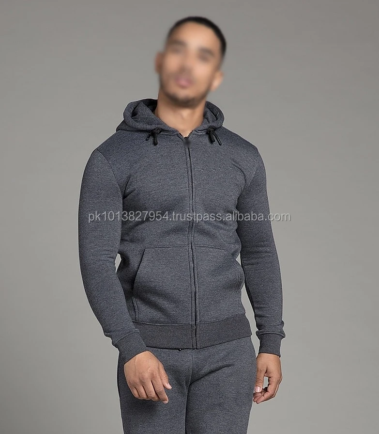 Latest Yarn Dyed Charcoal Fleece Fitness Tracksuits Slim Fit/Fitness Hoodie Set/Gym Track Pants
