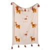 Super luxurious ethnic throws blanket with colorful embroidery white blanket from India luxury throw blankets
