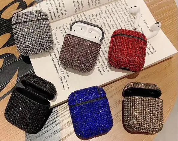 

Luxury 3D Bling Sparkle Full Diamonds Hard Case For AirPods Earphone case, As the picture