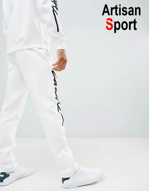
Factory connection OEM Custom mens sweatpants jogger pants embroider/Print Logo blank white fleece men pants two piece sets 