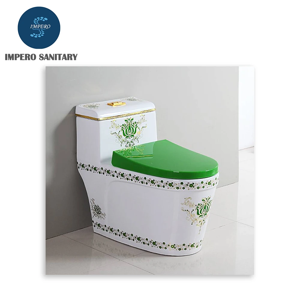 Elegant Design Gold Textures In Rose Pattern With Green Seat One Piece Toilet Gs 009 Buy Decorated Toilet Gold Textures In Rose Pattern Toilet Glamorous Design With Gold Textures Toilet Product On Alibaba Com