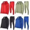 Mens Polyester Tracksuit Gym King Style Slim Fit Joggers Bottom Zip Hoodie Panel
