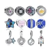 925 Sterling Silver Asymmetric Hearts of Love Charm Dream Catcher Dangle Charm with Mixed Cubic Zircon for DIY Bracelet