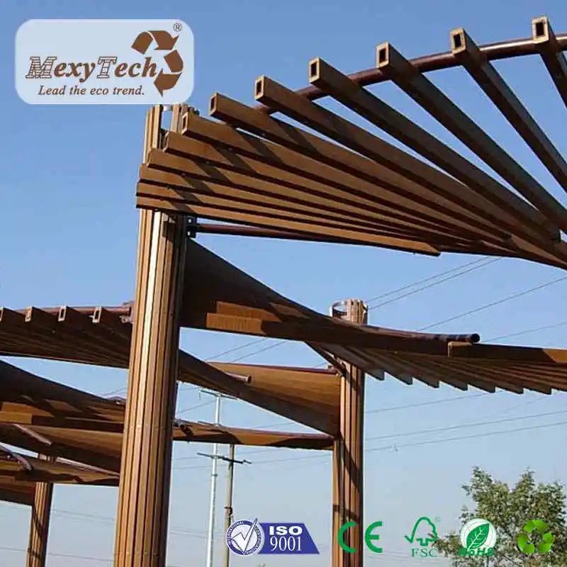 

outdoor decorative wood plastic composite wpc pergola, Teak,mahogany,coffee,dark coffee, chocolate,dark grey